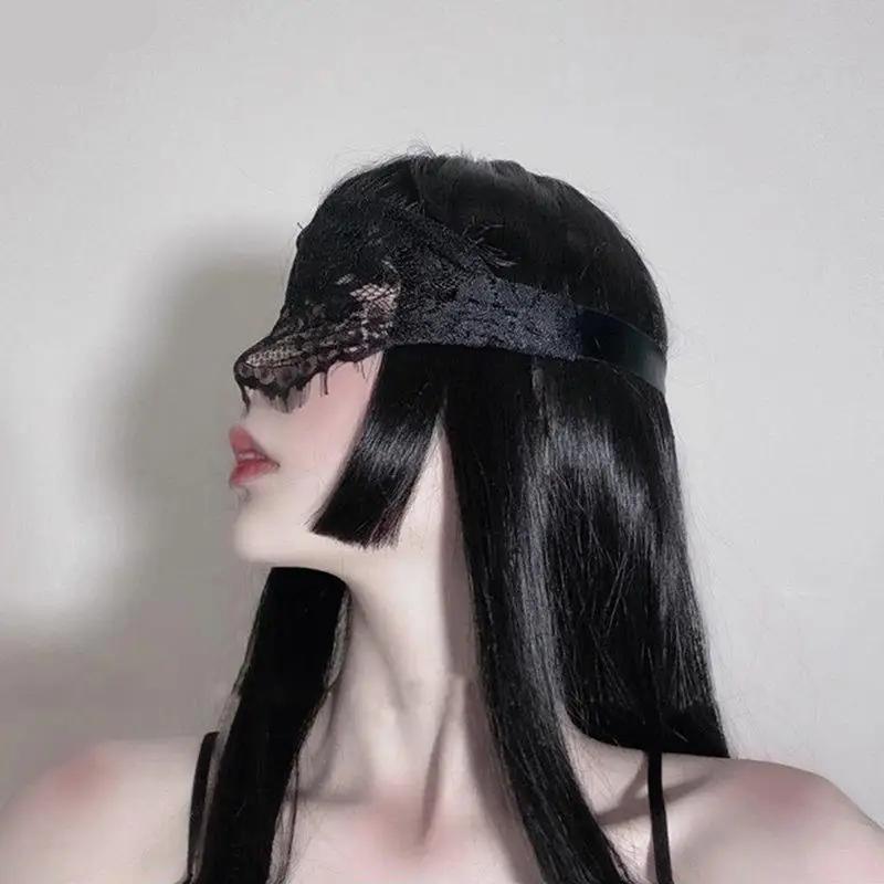 1pc Lady Sexy Lace Eye Mask Blindfolds Black White Cutout Patch Blindfolds Exotic Apparel Style Clothing for Female Hollow Game