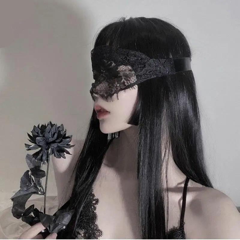 1pc Lady Sexy Lace Eye Mask Blindfolds Black White Cutout Patch Blindfolds Exotic Apparel Style Clothing for Female Hollow Game