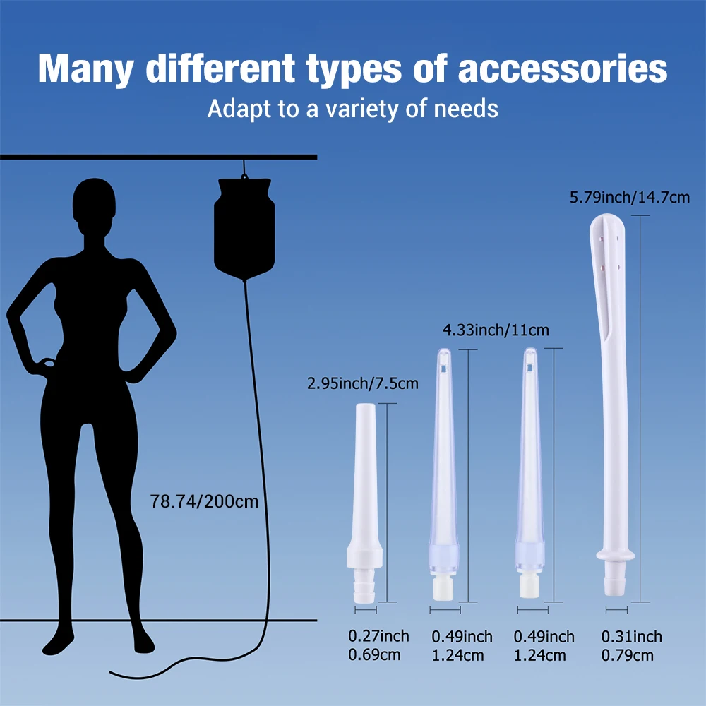 2L Enema Bag Kit Reusable Silicone Vaginal Anal Washing with 4 Nozzles Colon Cleansing Water Detoxified Health Care