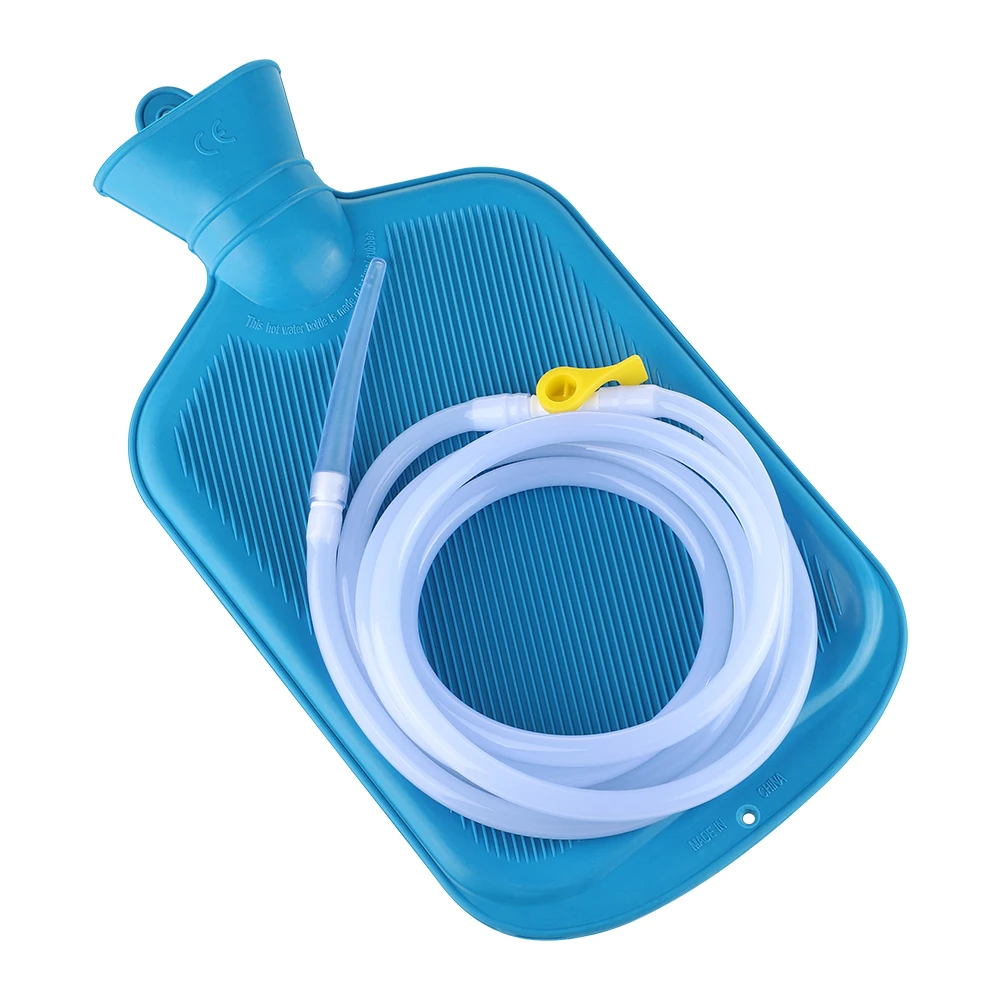 2L Enema Bag Kit Reusable Silicone Vaginal Anal Washing with 4 Nozzles Colon Cleansing Water Detoxified Health Care