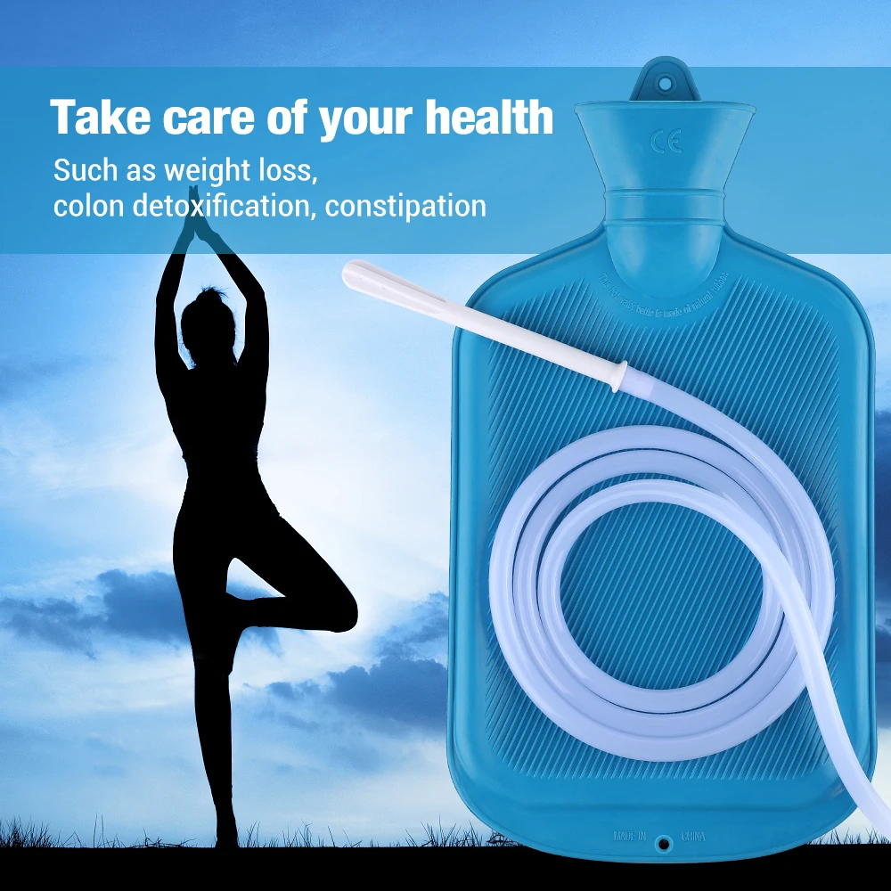 2L Enema Bag Kit Reusable Silicone Vaginal Anal Washing with 4 Nozzles Colon Cleansing Water Detoxified Health Care