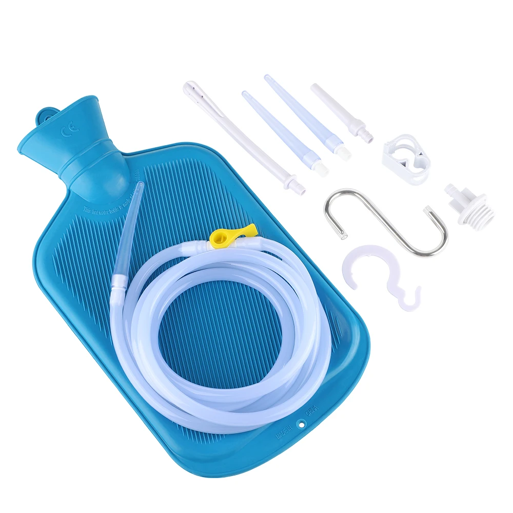 2L Enema Bag Kit Reusable Silicone Vaginal Anal Washing with 4 Nozzles Colon Cleansing Water Detoxified Health Care