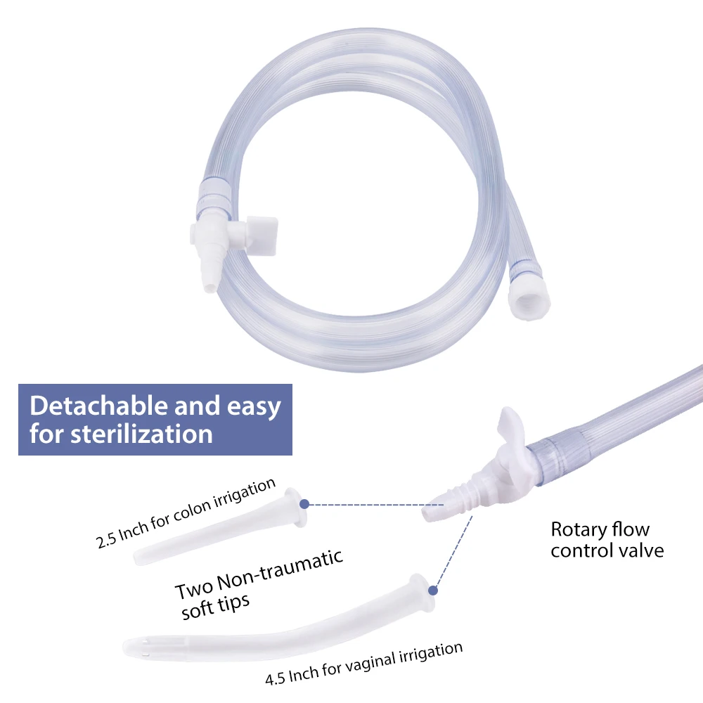 2L Reusable Foldable Anal Douche Enema Bag Kit Vaginal Colon Irrigation Cleaning Flusher Constipation for Men Women Hygiene