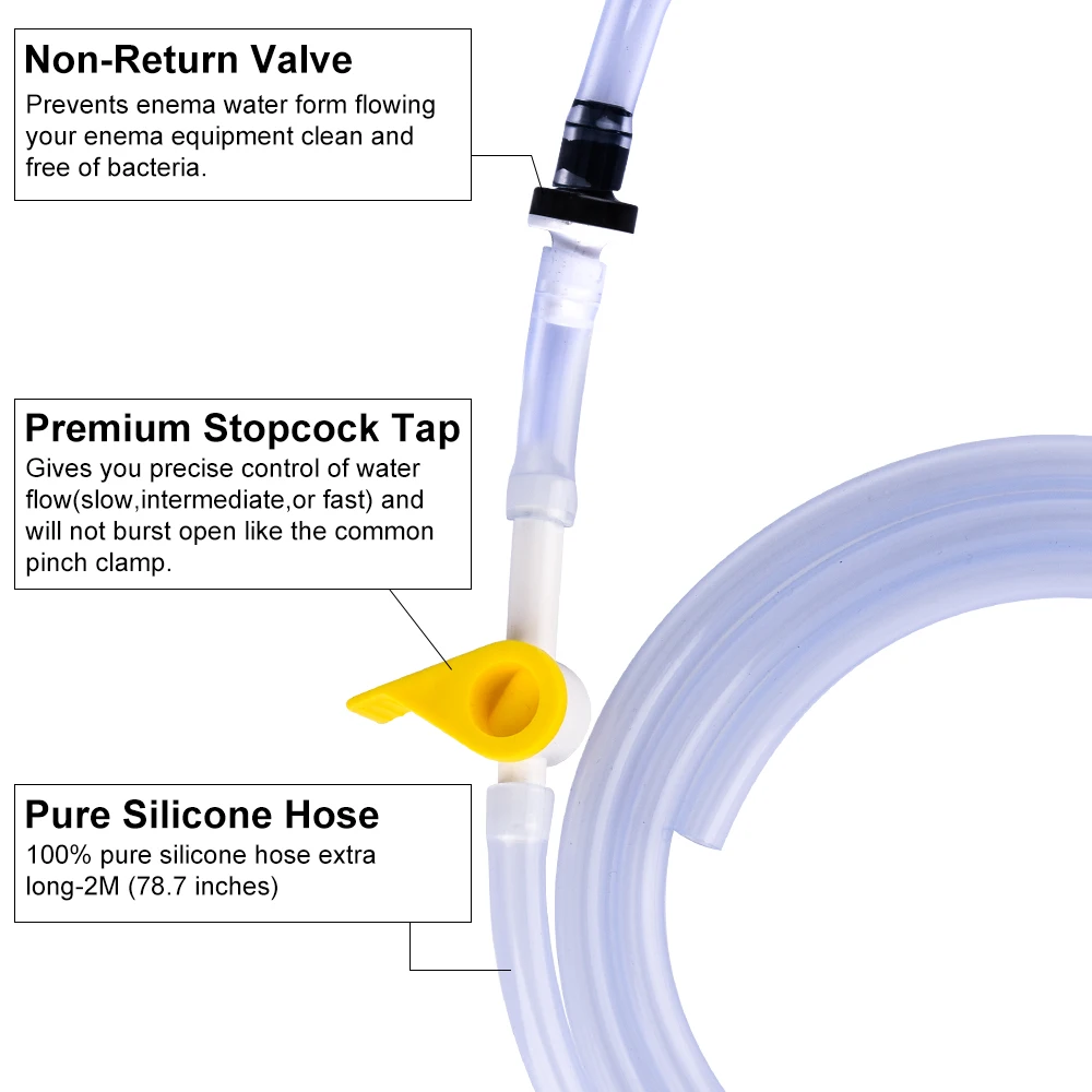 2L Non-Toxic Enema Bucket Kit Stainless Steel Colon Cleansing Reusable Medical Grade Silicone Tubing Coffee Detox Female Hygiene