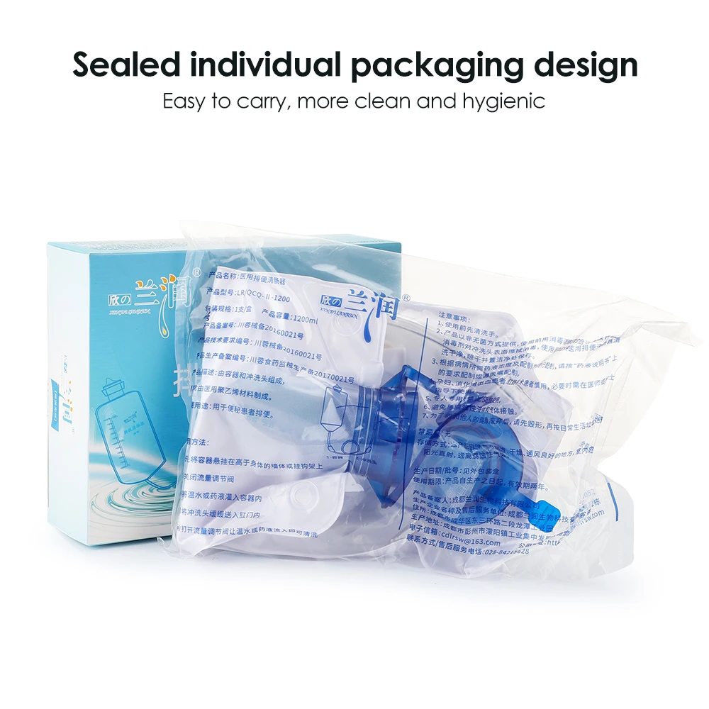 Rectal Enema for Cleaning 1200ml Temperature-sensing Colon Cleanse Enema Bags Safety Health Household Feminine Hygiene Flushing