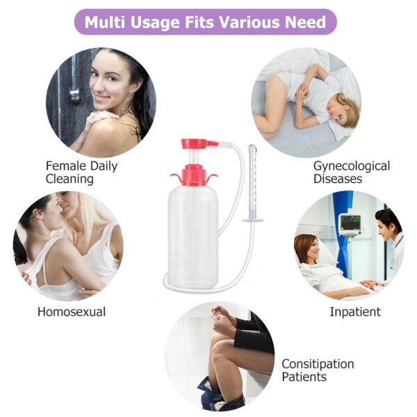 1PCS 600ML Rectal Syringe Clean Stream Anal Douche Enema Colon Cleaner Kit For Women Vaginal Clearner Anal Douche Enema Tool