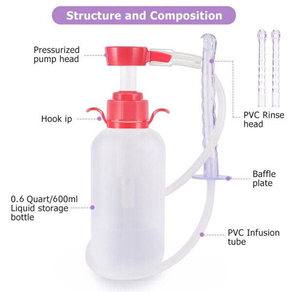1PCS 600ML Rectal Syringe Clean Stream Anal Douche Enema Colon Cleaner Kit For Women Vaginal Clearner Anal Douche Enema Tool