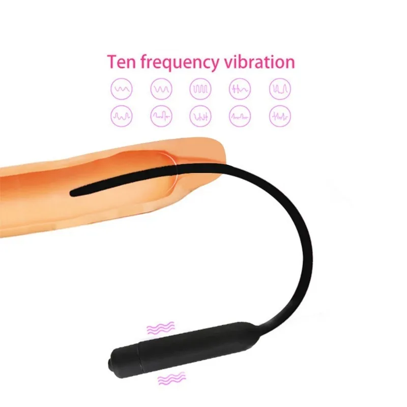 Male Urethral Vibrator 10 Frequency Vibrating Urethra Stimulation Penis Plug Insertion Urethra Sound Dilator Sex Toy for Man Gay Male Urethral Vibrator 10 Frequency Vibrating Urethra Stimulation Penis Plug Insertion Urethra Sound Dilator Sex Toy for Man Gay