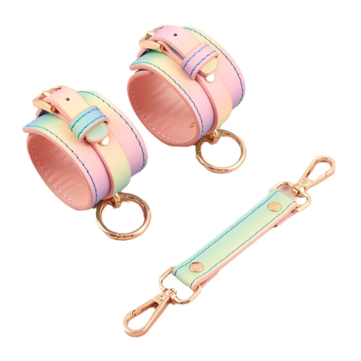 SM Bondage Luxury Set For Women Sex Toys Rainbow Leather Handcuffs/Blindfold/Collar/Gag Sex Bondage Fetish for Couples BDSM Toy