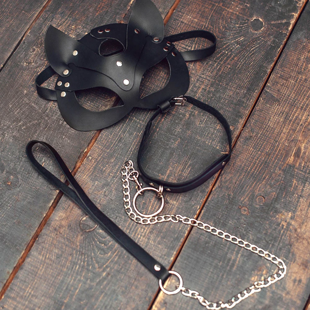 Women Sexy Mask Half Face Cosplay Leather Mask Party Mask Chain Harness Necklace Masquerade Ball Fancy Masks Punk Collar BDSM Women Sexy Mask Half Face Cosplay Leather Mask Party Mask Chain Harness Necklace Masquerade Ball Fancy Masks Punk Collar BDSM