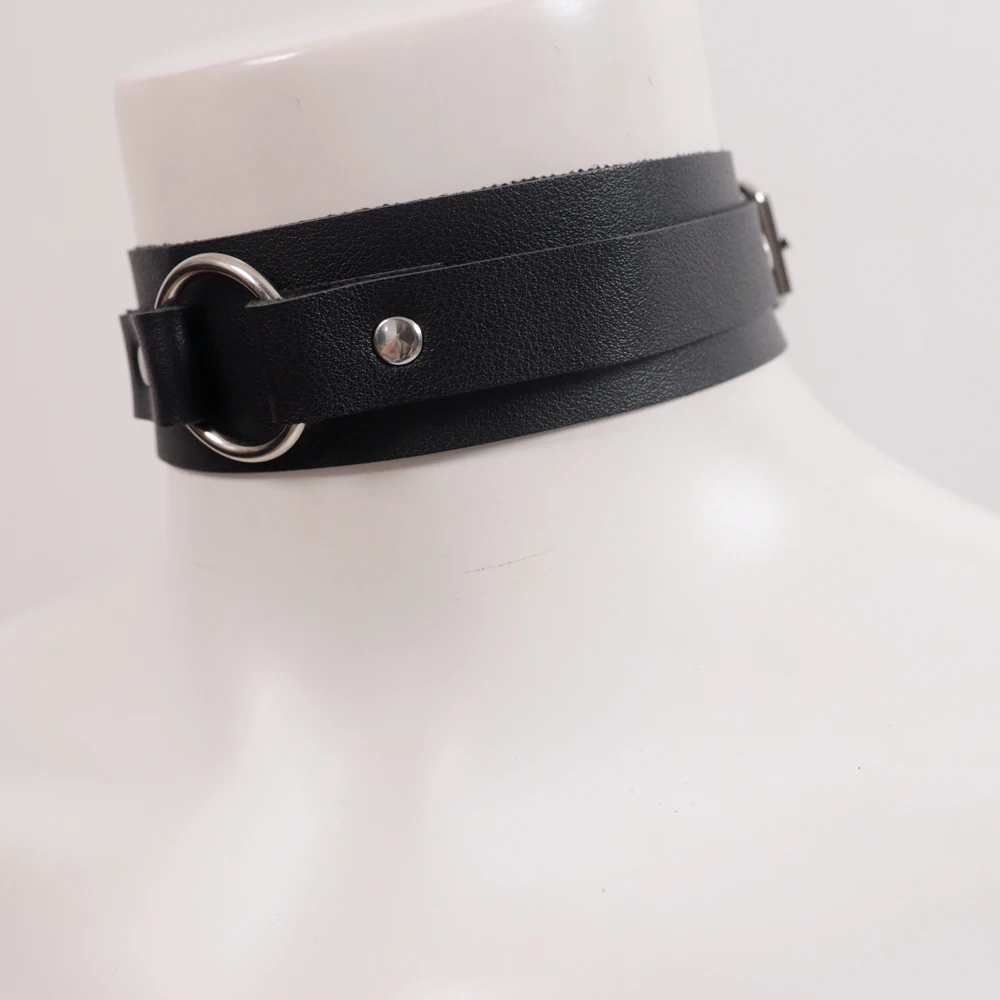Gothic Square Buckle Choker Collar Harajuku Punk Necklace Women Girls Simple Black PU Leather Chocker Bar Body Jewelry Gifts