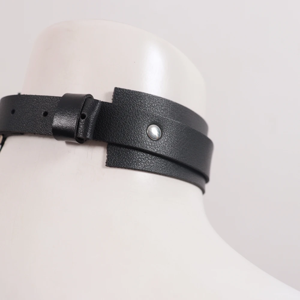 Gothic Square Buckle Choker Collar Harajuku Punk Necklace Women Girls Simple Black PU Leather Chocker Bar Body Jewelry Gifts