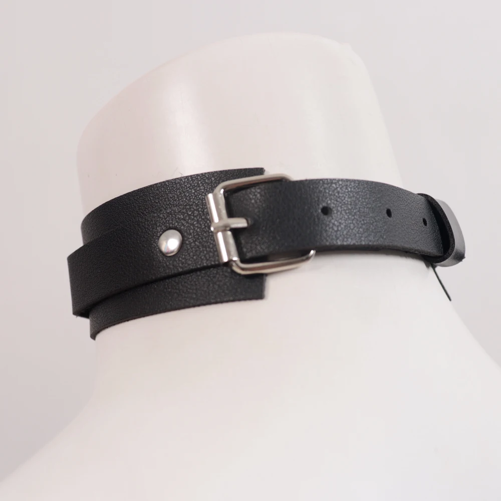 Gothic Square Buckle Choker Collar Harajuku Punk Necklace Women Girls Simple Black PU Leather Chocker Bar Body Jewelry Gifts