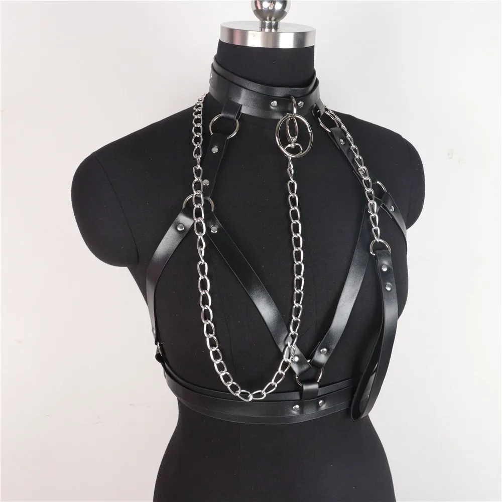 UYEE PU Leather Choker Harness Women Goth Collar Leash For Girl Aesthetic Fashion Sexу Women's Lingiere Belt Exotic Accessories