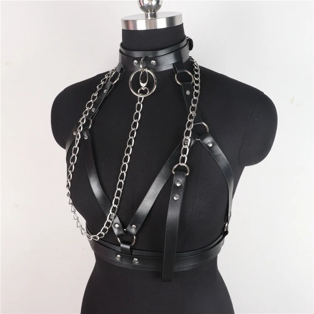 UYEE PU Leather Choker Harness Women Goth Collar Leash For Girl Aesthetic Fashion Sexу Women's Lingiere Belt Exotic Accessories