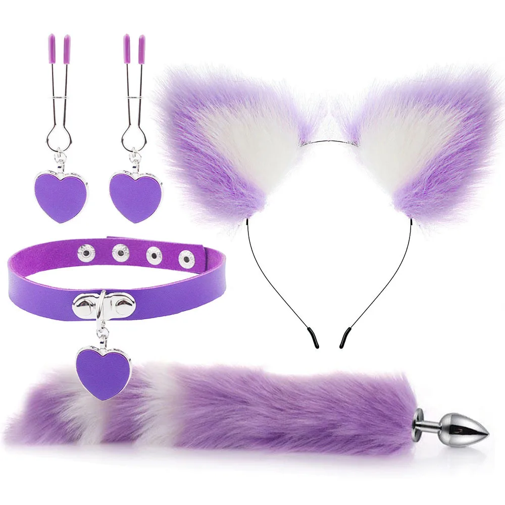 Anal Sex Toys for Women Fox Tail Butt Plug Sexy Plush Cat Ear Headband with Bells Necklace Set Massage Sex Toys Couples Cosplay Anal Sex Toys for Women Fox Tail Butt Plug Sexy Plush Cat Ear Headband with Bells Necklace Set Massage Sex Toys Couples Cosplay