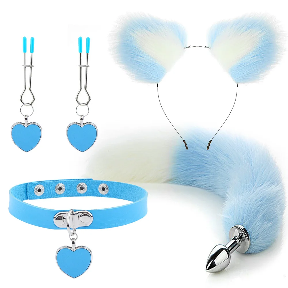 Anal Sex Toys for Women Fox Tail Butt Plug Sexy Plush Cat Ear Headband with Bells Necklace Set Massage Sex Toys Couples Cosplay Anal Sex Toys for Women Fox Tail Butt Plug Sexy Plush Cat Ear Headband with Bells Necklace Set Massage Sex Toys Couples Cosplay