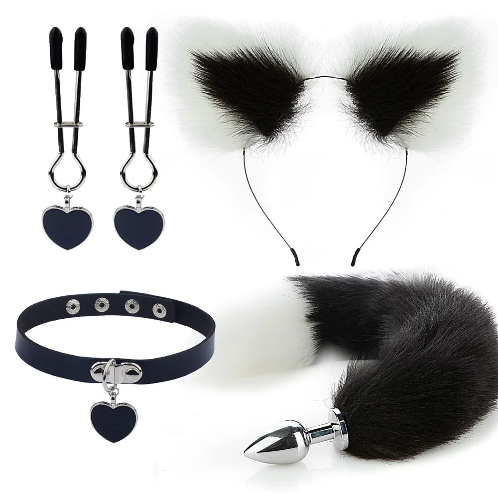 Anal Sex Toys for Women Fox Tail Butt Plug Sexy Plush Cat Ear Headband with Bells Necklace Set Massage Sex Toys Couples Cosplay Anal Sex Toys for Women Fox Tail Butt Plug Sexy Plush Cat Ear Headband with Bells Necklace Set Massage Sex Toys Couples Cosplay