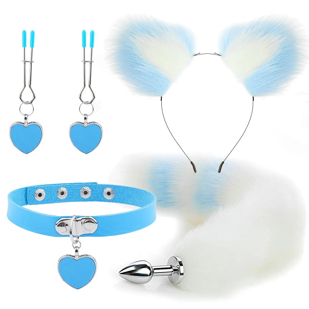 Anal Sex Toys for Women Fox Tail Butt Plug Sexy Plush Cat Ear Headband with Bells Necklace Set Massage Sex Toys Couples Cosplay Anal Sex Toys for Women Fox Tail Butt Plug Sexy Plush Cat Ear Headband with Bells Necklace Set Massage Sex Toys Couples Cosplay