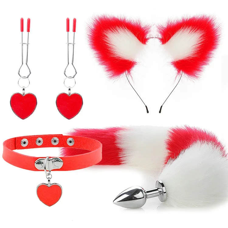 Anal Sex Toys for Women Fox Tail Butt Plug Sexy Plush Cat Ear Headband with Bells Necklace Set Massage Sex Toys Couples Cosplay Anal Sex Toys for Women Fox Tail Butt Plug Sexy Plush Cat Ear Headband with Bells Necklace Set Massage Sex Toys Couples Cosplay