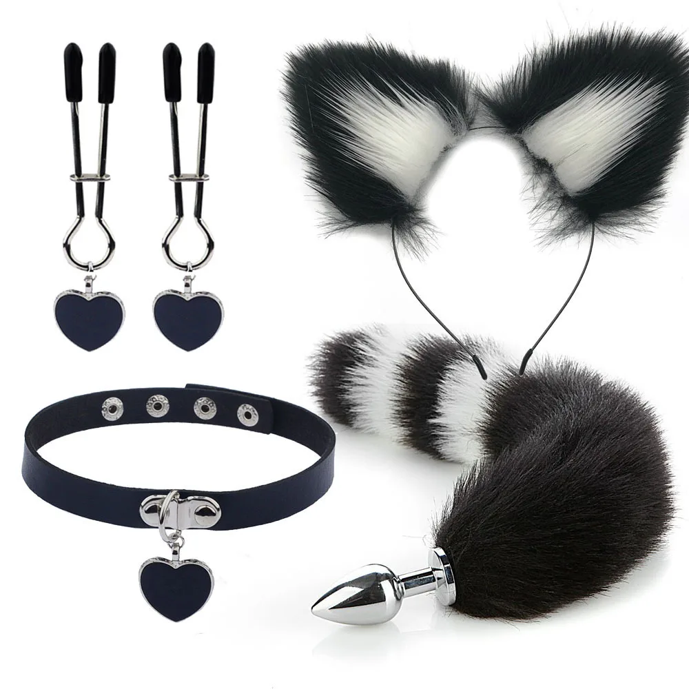 Anal Sex Toys for Women Fox Tail Butt Plug Sexy Plush Cat Ear Headband with Bells Necklace Set Massage Sex Toys Couples Cosplay Anal Sex Toys for Women Fox Tail Butt Plug Sexy Plush Cat Ear Headband with Bells Necklace Set Massage Sex Toys Couples Cosplay