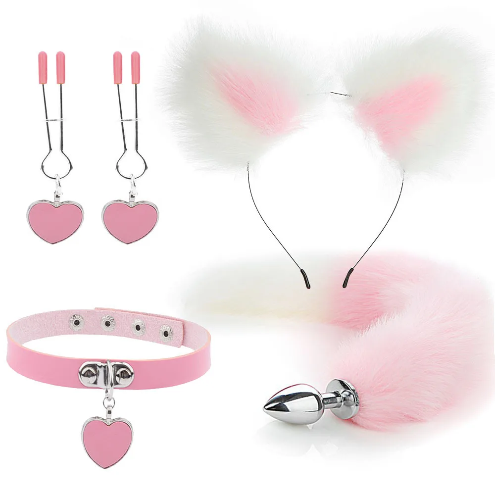 Anal Sex Toys for Women Fox Tail Butt Plug Sexy Plush Cat Ear Headband with Bells Necklace Set Massage Sex Toys Couples Cosplay Anal Sex Toys for Women Fox Tail Butt Plug Sexy Plush Cat Ear Headband with Bells Necklace Set Massage Sex Toys Couples Cosplay