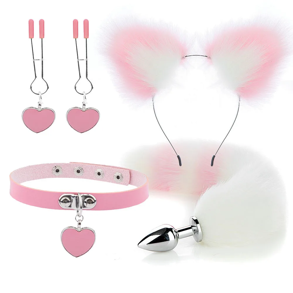 Anal Sex Toys for Women Fox Tail Butt Plug Sexy Plush Cat Ear Headband with Bells Necklace Set Massage Sex Toys Couples Cosplay Anal Sex Toys for Women Fox Tail Butt Plug Sexy Plush Cat Ear Headband with Bells Necklace Set Massage Sex Toys Couples Cosplay