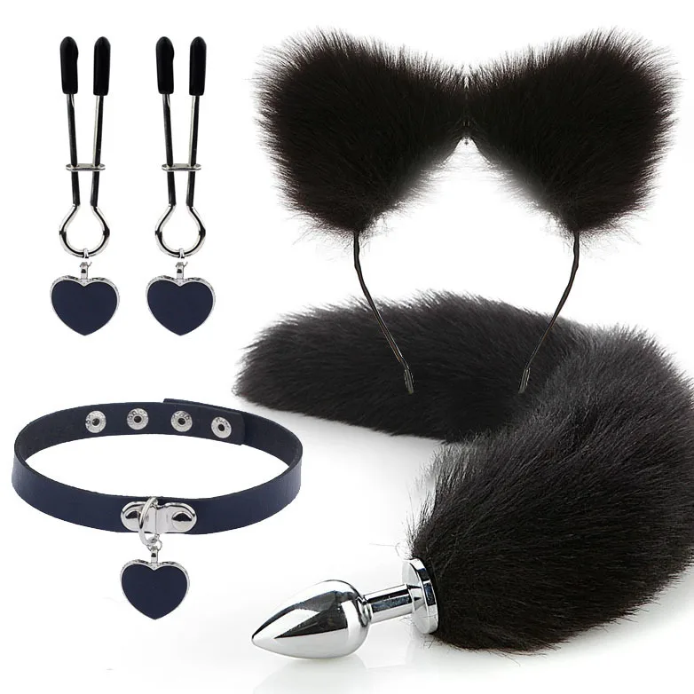 Anal Sex Toys for Women Fox Tail Butt Plug Sexy Plush Cat Ear Headband with Bells Necklace Set Massage Sex Toys Couples Cosplay Anal Sex Toys for Women Fox Tail Butt Plug Sexy Plush Cat Ear Headband with Bells Necklace Set Massage Sex Toys Couples Cosplay