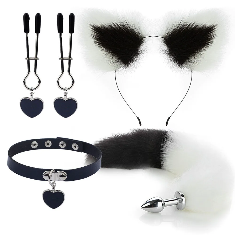 Anal Sex Toys for Women Fox Tail Butt Plug Sexy Plush Cat Ear Headband with Bells Necklace Set Massage Sex Toys Couples Cosplay Anal Sex Toys for Women Fox Tail Butt Plug Sexy Plush Cat Ear Headband with Bells Necklace Set Massage Sex Toys Couples Cosplay