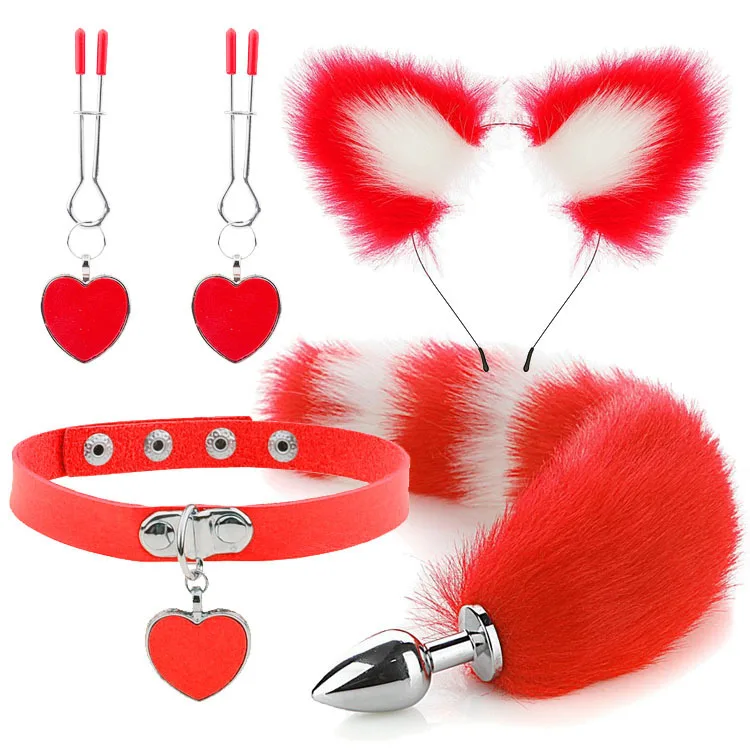 Anal Sex Toys for Women Fox Tail Butt Plug Sexy Plush Cat Ear Headband with Bells Necklace Set Massage Sex Toys Couples Cosplay Anal Sex Toys for Women Fox Tail Butt Plug Sexy Plush Cat Ear Headband with Bells Necklace Set Massage Sex Toys Couples Cosplay