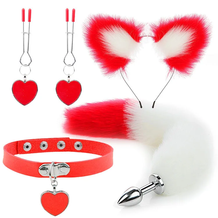 Anal Sex Toys for Women Fox Tail Butt Plug Sexy Plush Cat Ear Headband with Bells Necklace Set Massage Sex Toys Couples Cosplay Anal Sex Toys for Women Fox Tail Butt Plug Sexy Plush Cat Ear Headband with Bells Necklace Set Massage Sex Toys Couples Cosplay