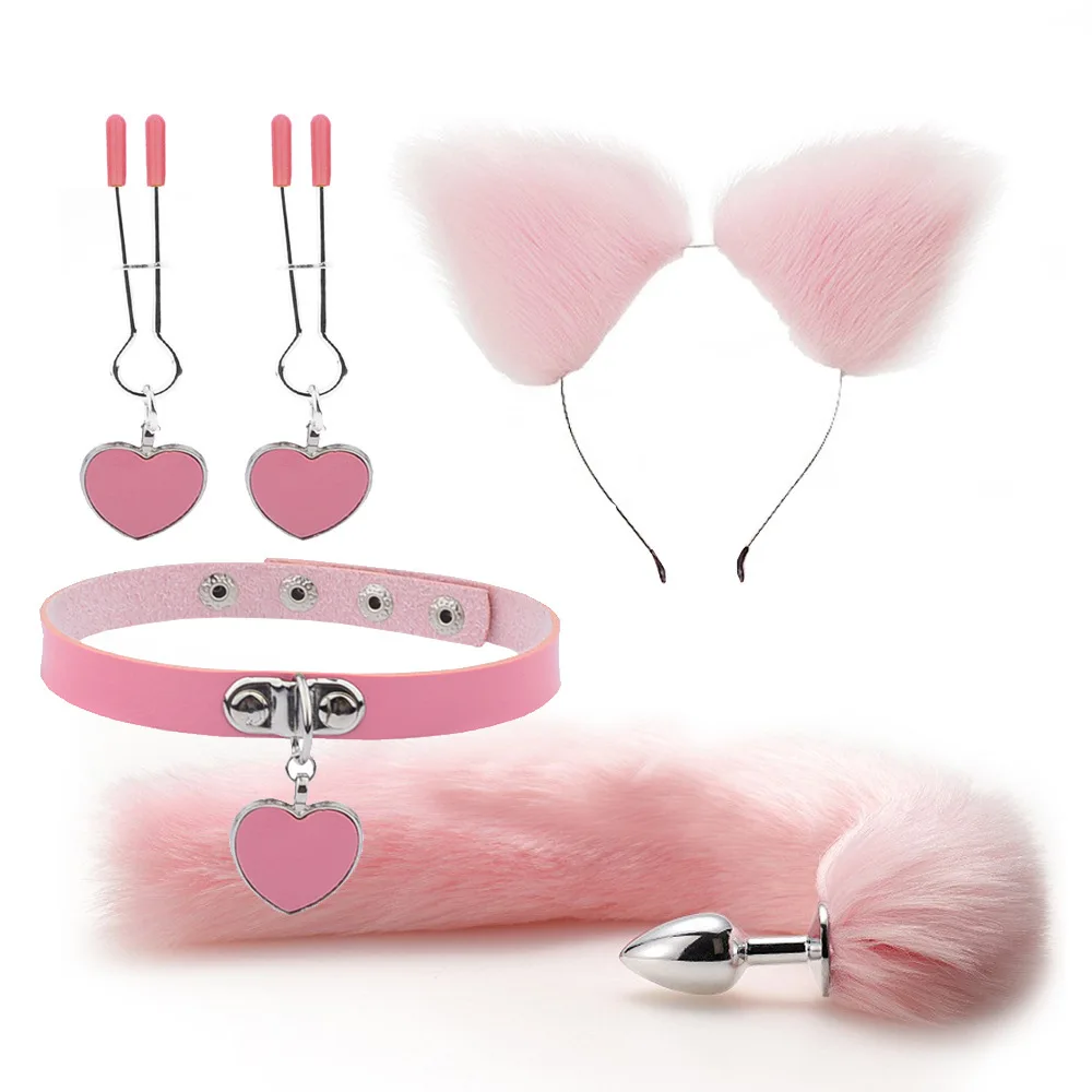 Anal Sex Toys for Women Fox Tail Butt Plug Sexy Plush Cat Ear Headband with Bells Necklace Set Massage Sex Toys Couples Cosplay Anal Sex Toys for Women Fox Tail Butt Plug Sexy Plush Cat Ear Headband with Bells Necklace Set Massage Sex Toys Couples Cosplay