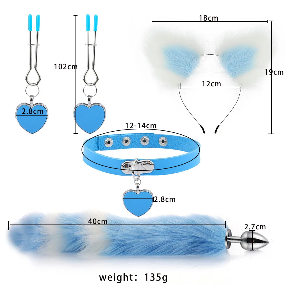 Anal Sex Toys for Women Fox Tail Butt Plug Sexy Plush Cat Ear Headband with Bells Necklace Set Massage Sex Toys Couples Cosplay Anal Sex Toys for Women Fox Tail Butt Plug Sexy Plush Cat Ear Headband with Bells Necklace Set Massage Sex Toys Couples Cosplay