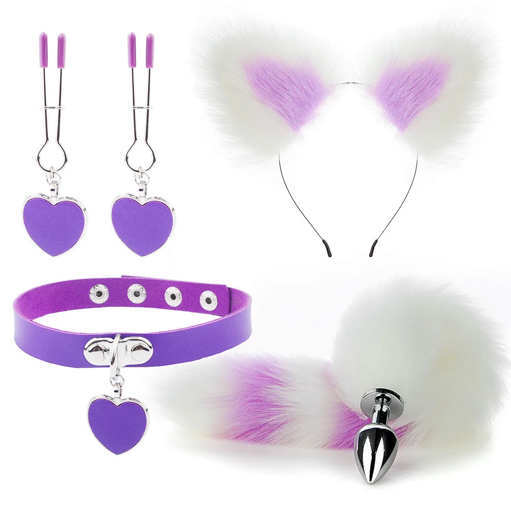 Anal Sex Toys for Women Fox Tail Butt Plug Sexy Plush Cat Ear Headband with Bells Necklace Set Massage Sex Toys Couples Cosplay Anal Sex Toys for Women Fox Tail Butt Plug Sexy Plush Cat Ear Headband with Bells Necklace Set Massage Sex Toys Couples Cosplay