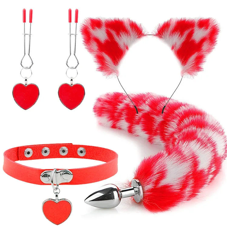 Anal Sex Toys for Women Fox Tail Butt Plug Sexy Plush Cat Ear Headband with Bells Necklace Set Massage Sex Toys Couples Cosplay Anal Sex Toys for Women Fox Tail Butt Plug Sexy Plush Cat Ear Headband with Bells Necklace Set Massage Sex Toys Couples Cosplay