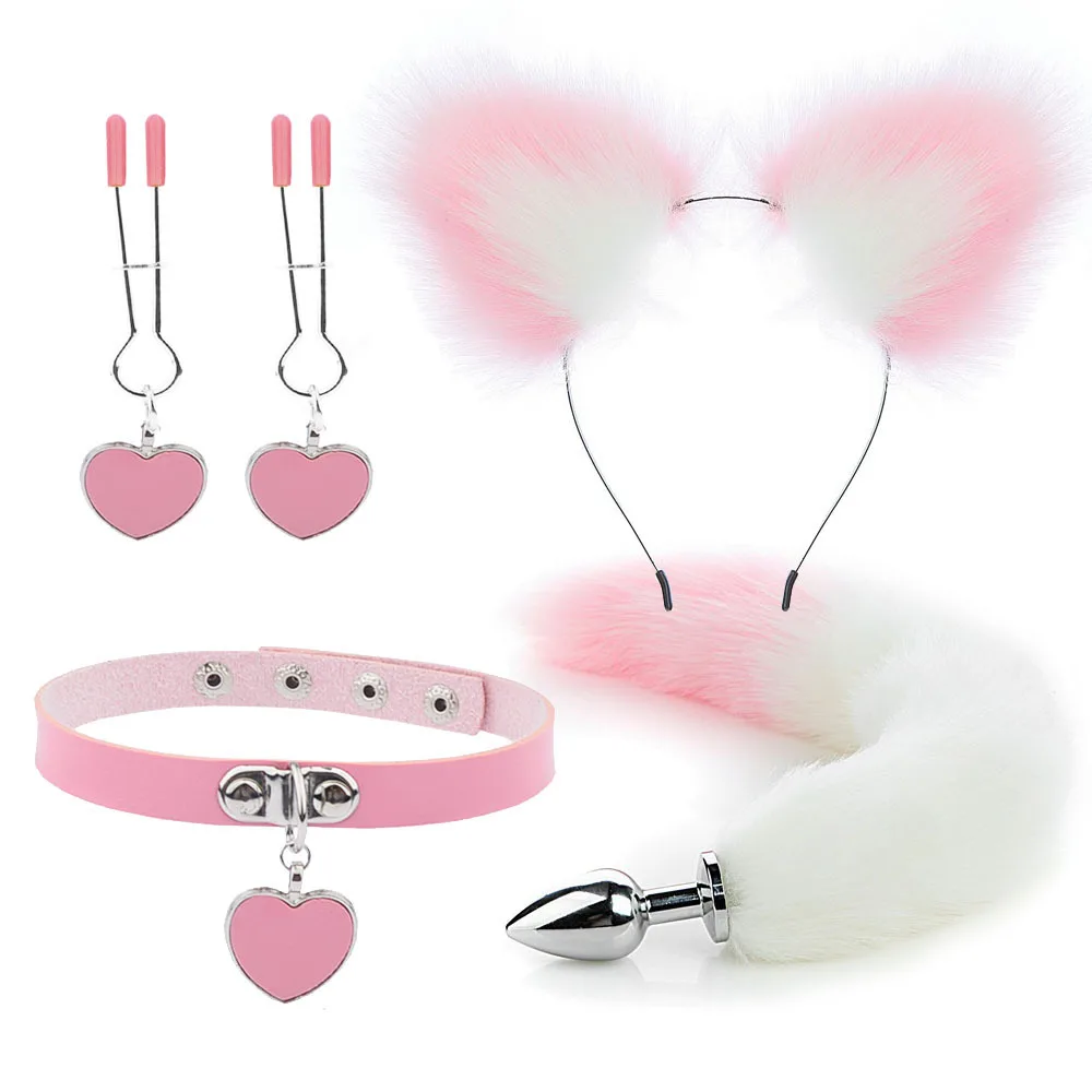 Anal Sex Toys for Women Fox Tail Butt Plug Sexy Plush Cat Ear Headband with Bells Necklace Set Massage Sex Toys Couples Cosplay Anal Sex Toys for Women Fox Tail Butt Plug Sexy Plush Cat Ear Headband with Bells Necklace Set Massage Sex Toys Couples Cosplay
