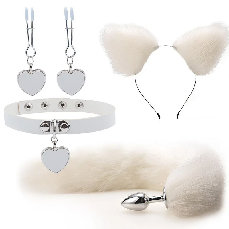 Anal Sex Toys for Women Fox Tail Butt Plug Sexy Plush Cat Ear Headband with Bells Necklace Set Massage Sex Toys Couples Cosplay Anal Sex Toys for Women Fox Tail Butt Plug Sexy Plush Cat Ear Headband with Bells Necklace Set Massage Sex Toys Couples Cosplay