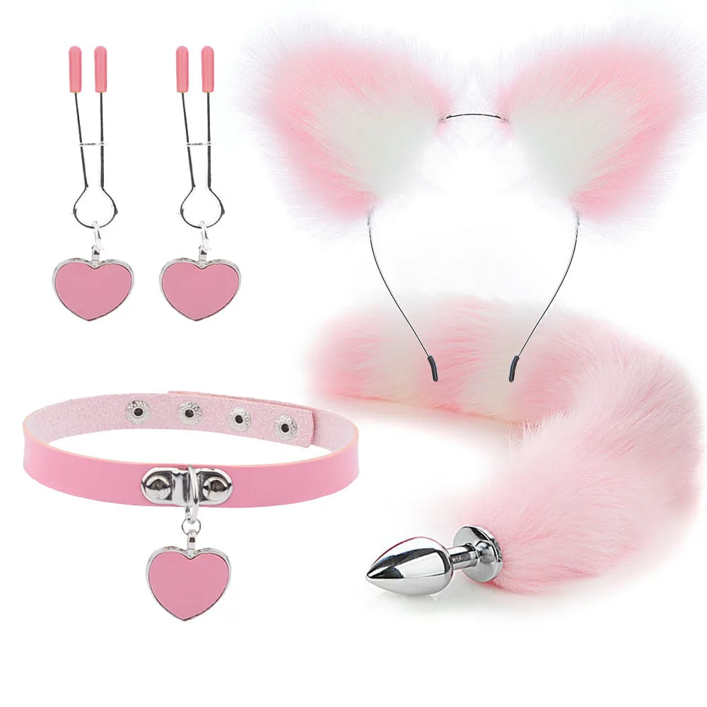 Anal Sex Toys for Women Fox Tail Butt Plug Sexy Plush Cat Ear Headband with Bells Necklace Set Massage Sex Toys Couples Cosplay Anal Sex Toys for Women Fox Tail Butt Plug Sexy Plush Cat Ear Headband with Bells Necklace Set Massage Sex Toys Couples Cosplay