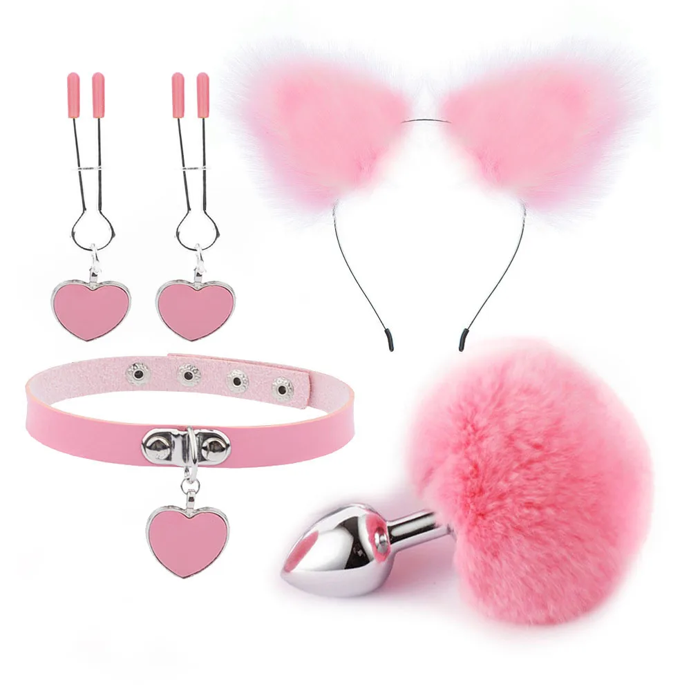 Anal Sex Toys for Women Fox Tail Butt Plug Sexy Plush Cat Ear Headband with Bells Necklace Set Massage Sex Toys Couples Cosplay Anal Sex Toys for Women Fox Tail Butt Plug Sexy Plush Cat Ear Headband with Bells Necklace Set Massage Sex Toys Couples Cosplay