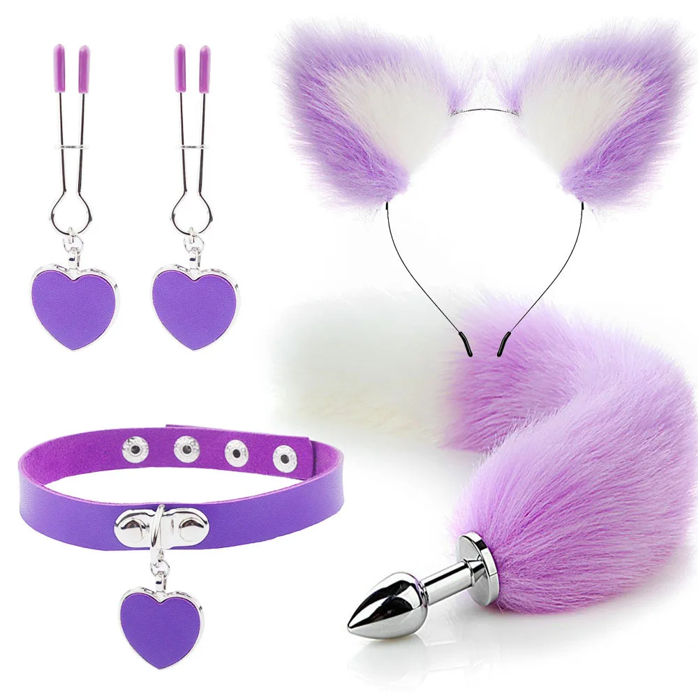 Anal Sex Toys for Women Fox Tail Butt Plug Sexy Plush Cat Ear Headband with Bells Necklace Set Massage Sex Toys Couples Cosplay Anal Sex Toys for Women Fox Tail Butt Plug Sexy Plush Cat Ear Headband with Bells Necklace Set Massage Sex Toys Couples Cosplay