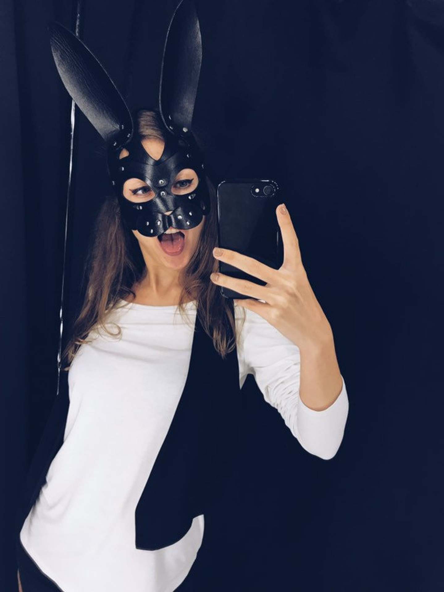 Women Sexy Mask Half Face Cosplay Leather Mask Party Mask Chain Harness Necklace Masquerade Ball Fancy Masks Punk Collar BDSM Women Sexy Mask Half Face Cosplay Leather Mask Party Mask Chain Harness Necklace Masquerade Ball Fancy Masks Punk Collar BDSM