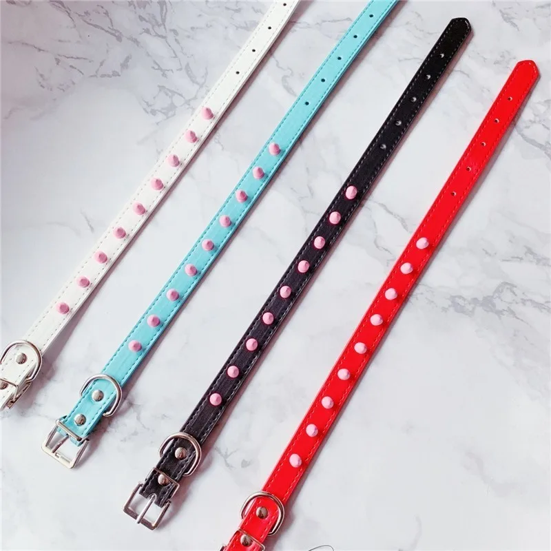 OJBK Sexy Punk Fashion Jewelry Necklace Studded Pink Silicone Rivet Rock Choker Handmade Collar Gift for Women Girls Steampunk