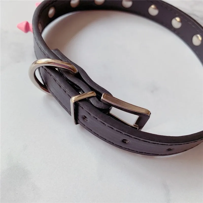 OJBK Sexy Punk Fashion Jewelry Necklace Studded Pink Silicone Rivet Rock Choker Handmade Collar Gift for Women Girls Steampunk