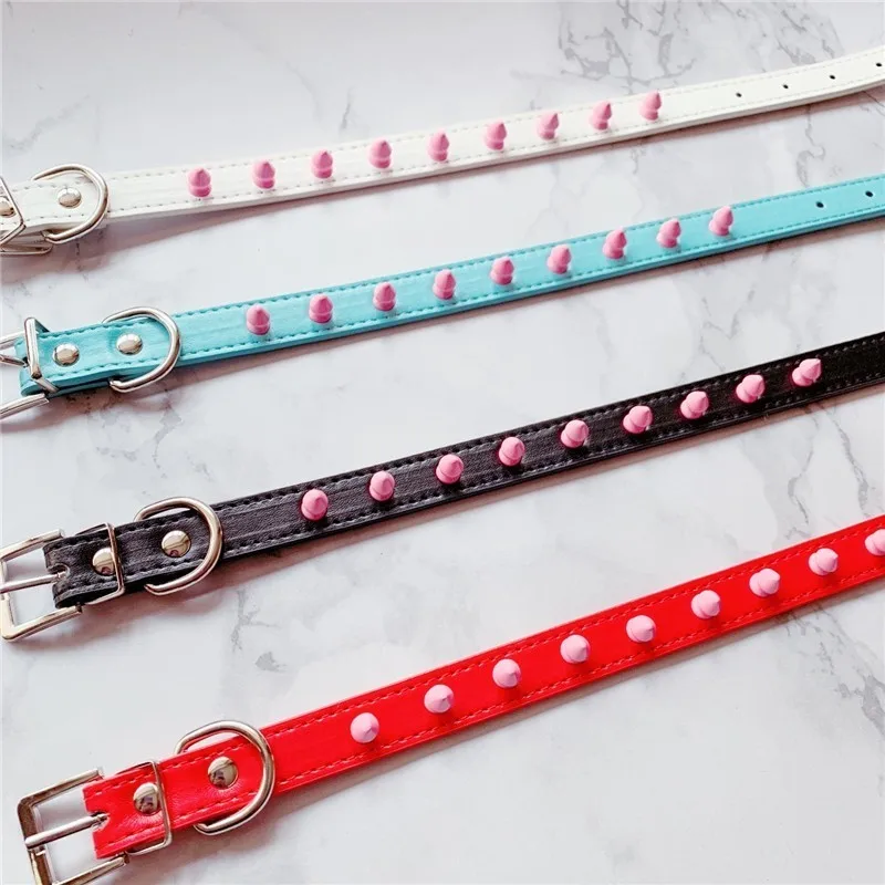 OJBK Sexy Punk Fashion Jewelry Necklace Studded Pink Silicone Rivet Rock Choker Handmade Collar Gift for Women Girls Steampunk