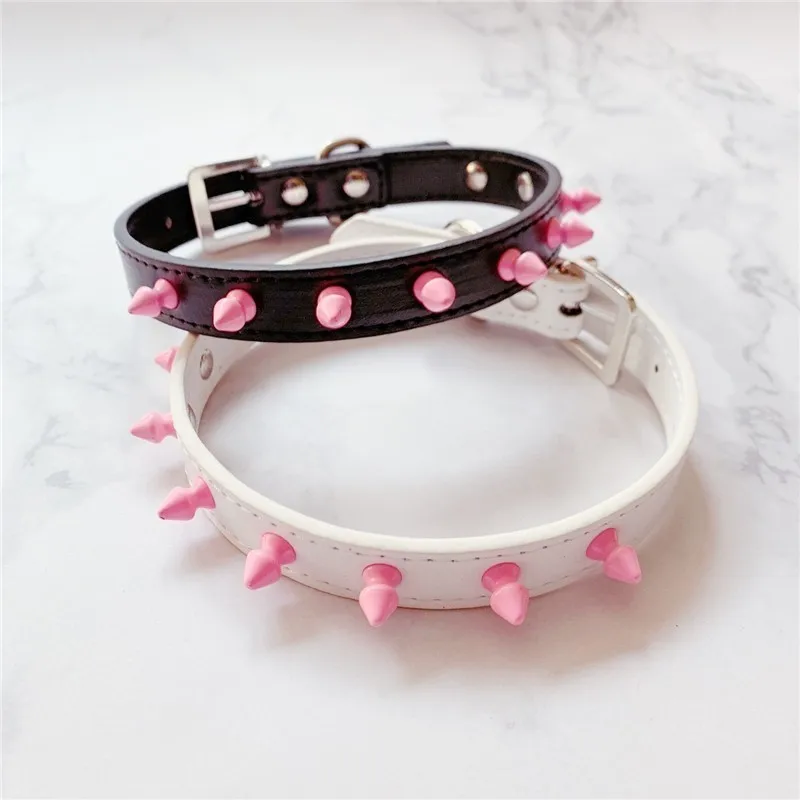 OJBK Sexy Punk Fashion Jewelry Necklace Studded Pink Silicone Rivet Rock Choker Handmade Collar Gift for Women Girls Steampunk