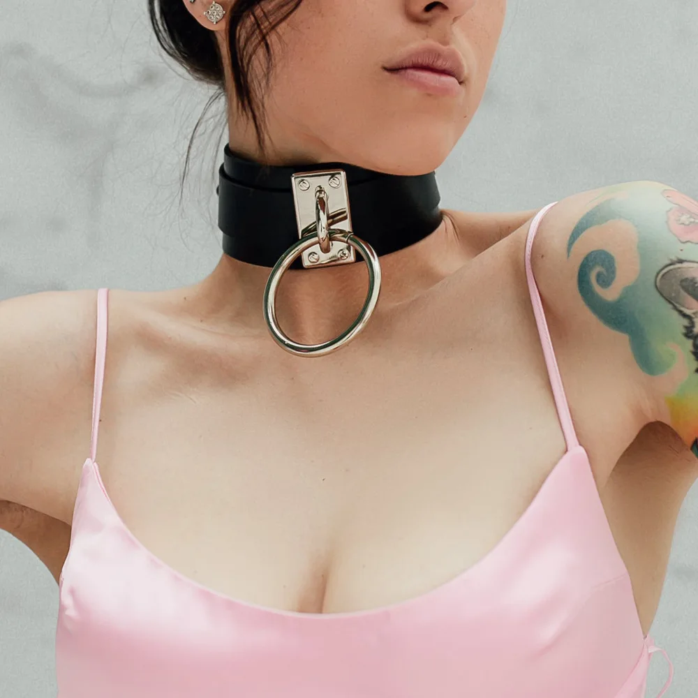 Sexy Women Choker Bondage Necklace Leather Cosplay Bdsm Hot Slave Collar Erotic Neck Belt 18 Gey Femme Cuff Fetish Game Ornament