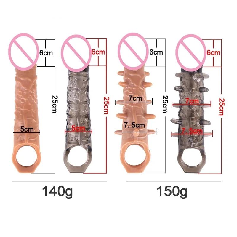 FXINBA 14-27cm Realistic Penis Sleeve Extender Cock Sleeve Dick Enlargement Delay Ejaculation Reusable Condom Men Sex Toys