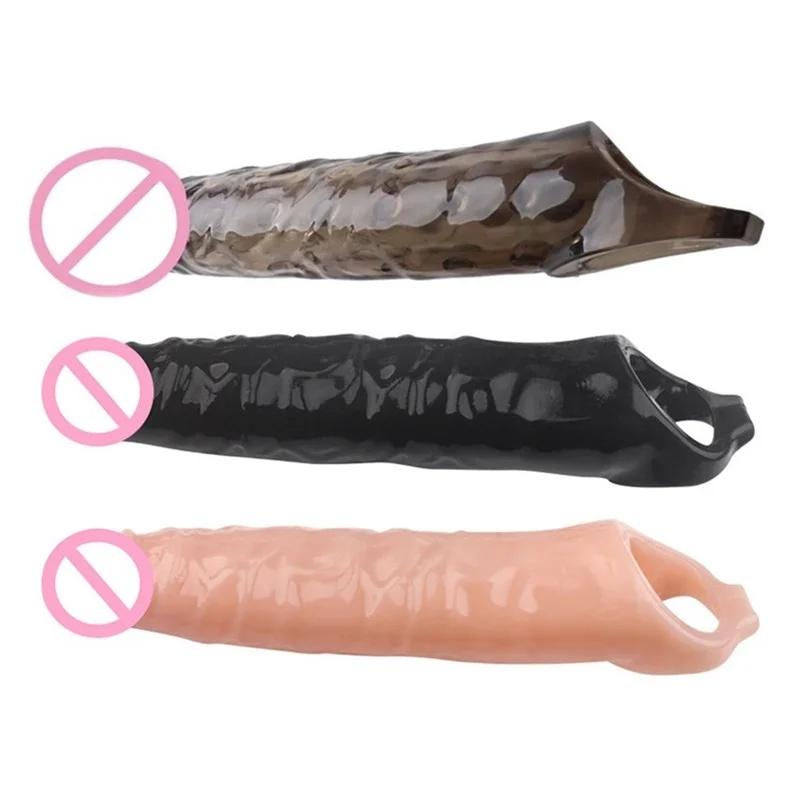 FXINBA 14-27cm Realistic Penis Sleeve Extender Cock Sleeve Dick Enlargement Delay Ejaculation Reusable Condom Men Sex Toys