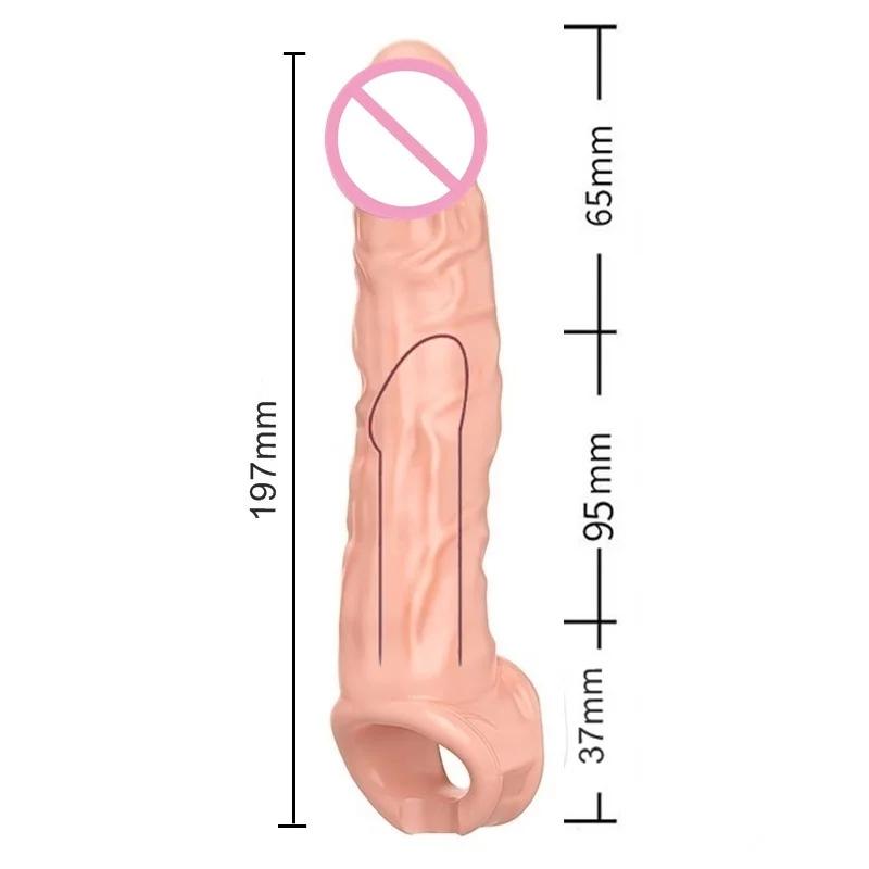 FXINBA 14-27cm Realistic Penis Sleeve Extender Cock Sleeve Dick Enlargement Delay Ejaculation Reusable Condom Men Sex Toys