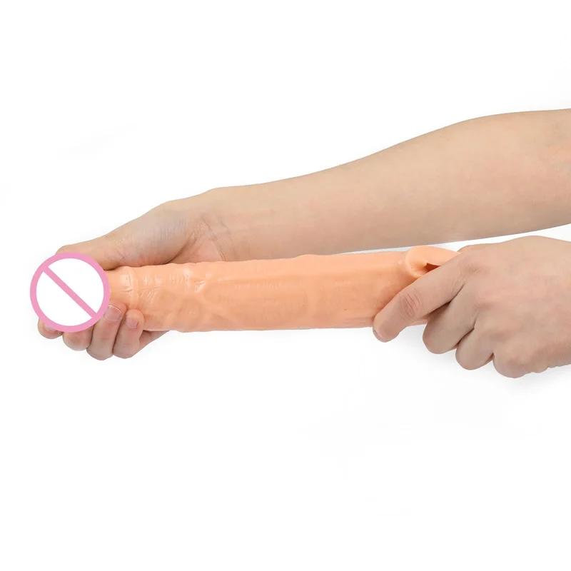 FXINBA 14-27cm Realistic Penis Sleeve Extender Cock Sleeve Dick Enlargement Delay Ejaculation Reusable Condom Men Sex Toys FXINBA 14-27cm Realistic Penis Sleeve Extender Cock Sleeve Dick Enlargement Delay Ejaculation Reusable Condom Men Sex Toys